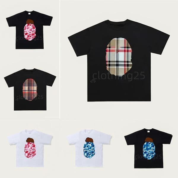 shirt Designer Mens T-Shirts Side Double Sided Camouflage Shark Tshirts Graphic Cashew Lightning Cotton Shirts