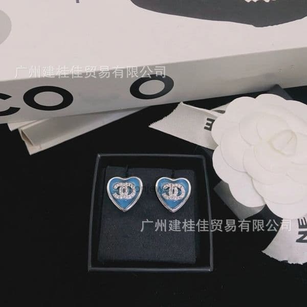 jewelery women cc earring Full Diamond Pink Blue Heart Earrings for Women