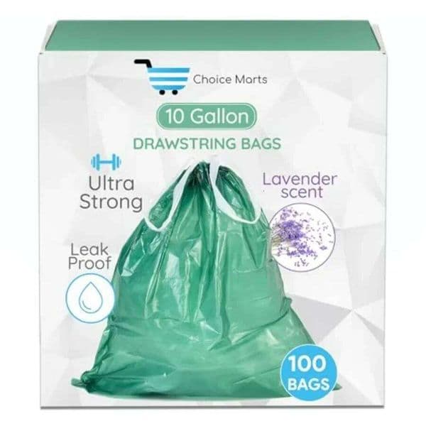 10 Gallon Trash Bag Lavender Scent Ultra Strong 100 Count With Drawstring for Heavy Duty Waste Disposal in Kitchen Bathroom Off 26W0123