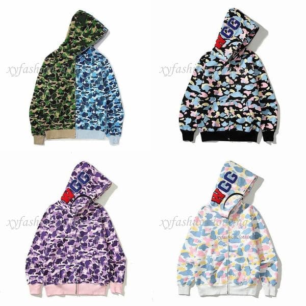 2025 Designer BapeliesHoodie and Hoodie Woman Full Zip Up Sharks Brand Hoodies Print Jacket Sweatshirt Hooded Streetwear Camouflage Shirt Camouflage Hoodie 0d