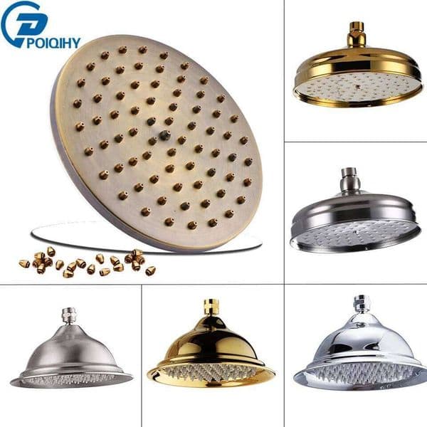 POIQIHY Golden Rainfall Shower Faucet Head Bathroom Replace Rain Antique Brass Showerhead Accessory 26Y0123