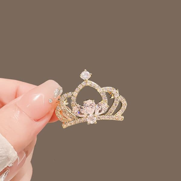 Rhinestone Crown Brooch for Women High-End Niche Design Anti-Exposure Clasp Elegant Brooch Exquisite Clothing Acssory Z260513