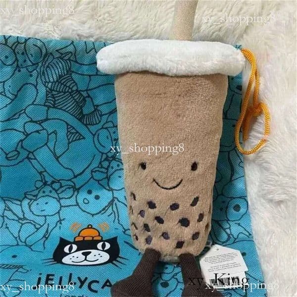 2026 Original English jelly cat Fun Pearl Milk Tea Cup Plush Toy Simulation Food and Beverage Doll Aa779