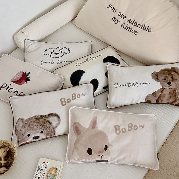 Class A Double-Layer Yarn Cartoon All-Cotton Panda Rabbit Pillowcase Single Product For Children And Adults Cover Pillow Core Leather