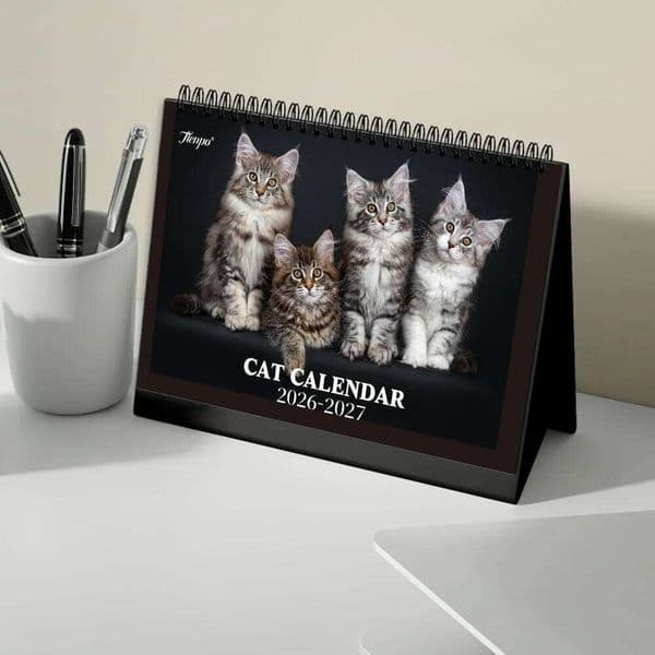 1pc 2026-2027 Cat Theme Pet Cat, 24-Monthly Planner, Desktop Calendar, Perfect Gift for Birthday, Christmas, New Year 26Y0123