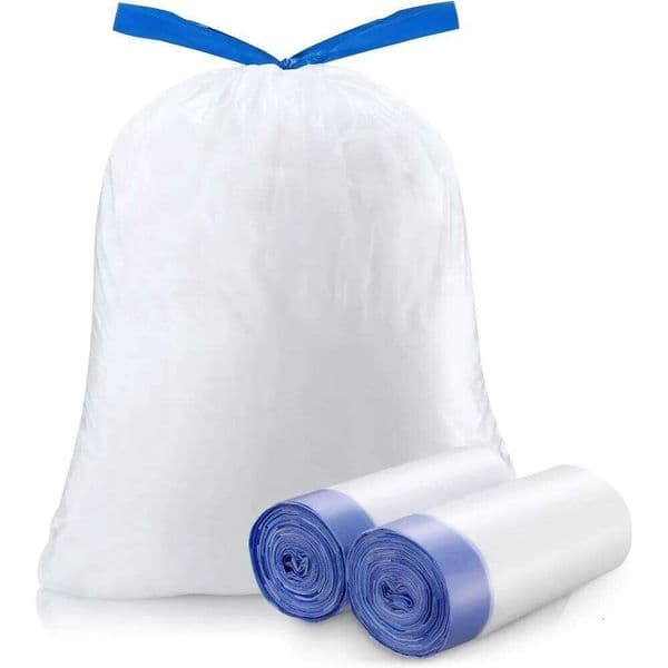 Bag Medium Drawstring Garbage Bags for 8 Gallon Trash Cans, Kitchen Bedroom Bathroom Living room Office Restauran 26W0123
