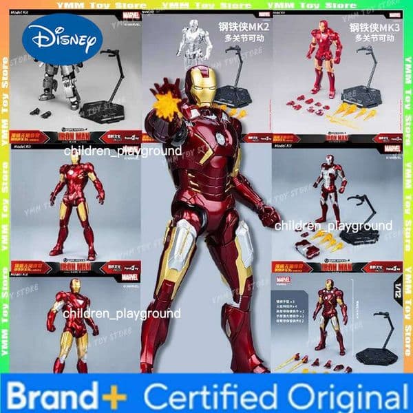 Disney Fondjoy Marvel Iron Man Action Figure MK1 MK2 MK3 MK4 MK5 MK6 MK7 Assemble Model Kits ABS Material 1/12 Desktop Decor PVC Statue H260123