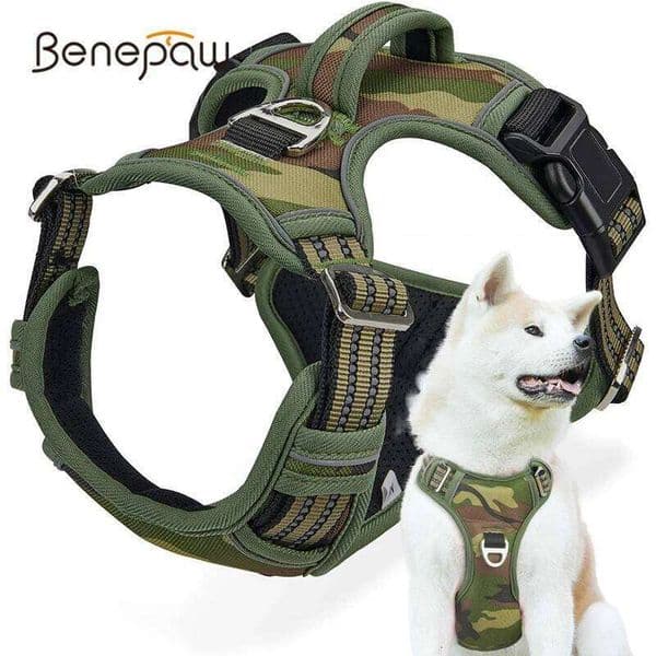 Benepaw Tactical No Pull For Large Medium Dogs Durable Heavy Duty Camouflage Reflective Pet Harness Vest Control Handle 26W01123