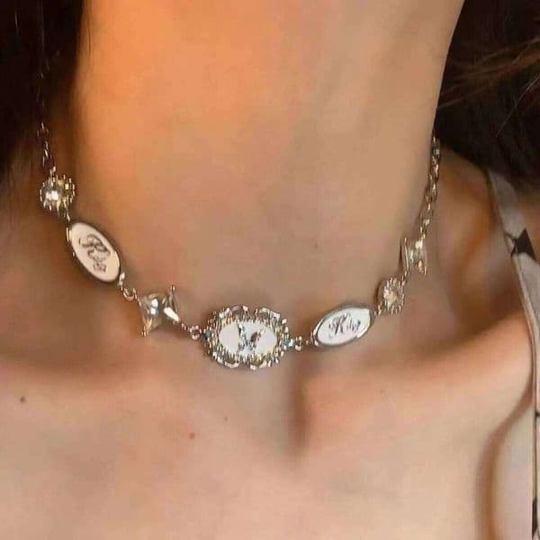 New Trendy Gothic Vintage Harajuku Butterfly Crystal Choker Pendant Chain Necklaces For Women Charm Y2K Accessories Jewelry Gift Z260123