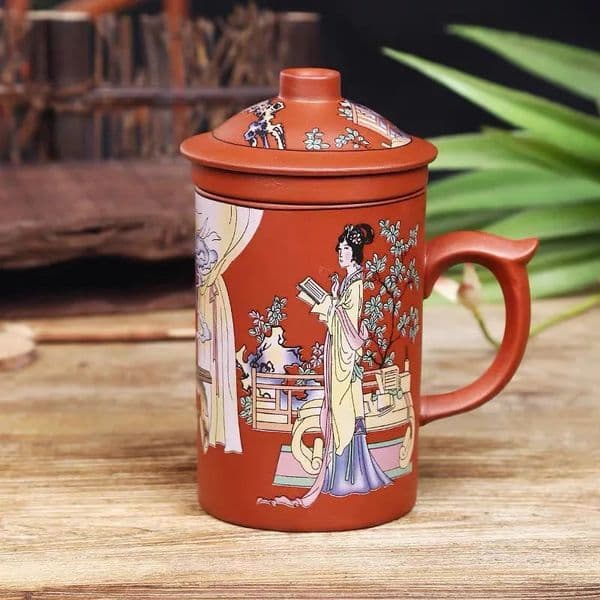 Handmade Dragon Beauty Purple Clay Tea Mug with Lid and Infuser Ceramic Water Mug Handmade Drinkware Office Teacup 260121