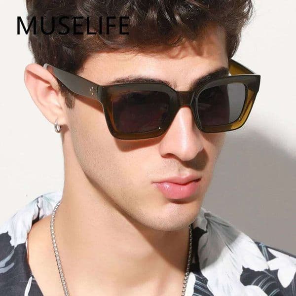 MUSELIFE 2025 New Square Cat Eye MEN Sunglasses Vintage Design Sun Glasses For Male Eyewear UV400 XJ260124