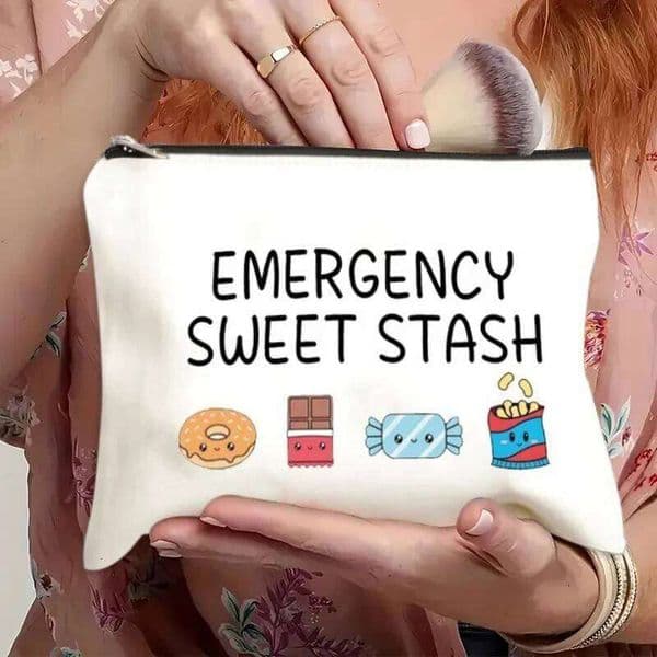 Multi Functional Cosmetic Bag, White Printed Pattern Canvas Bags for Women Storing, Toiletries, Makeup, Travel, Essential Items
