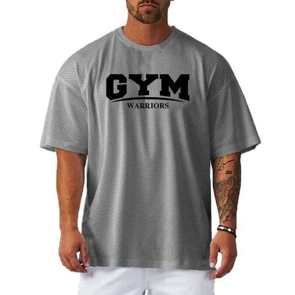 T Summer Mesh Quick Dry Oversized Running T-Shirts Men Loose Sports Gym Bodybuilding Fitness Half Sleeve Shirt Breathable Clothing C260124