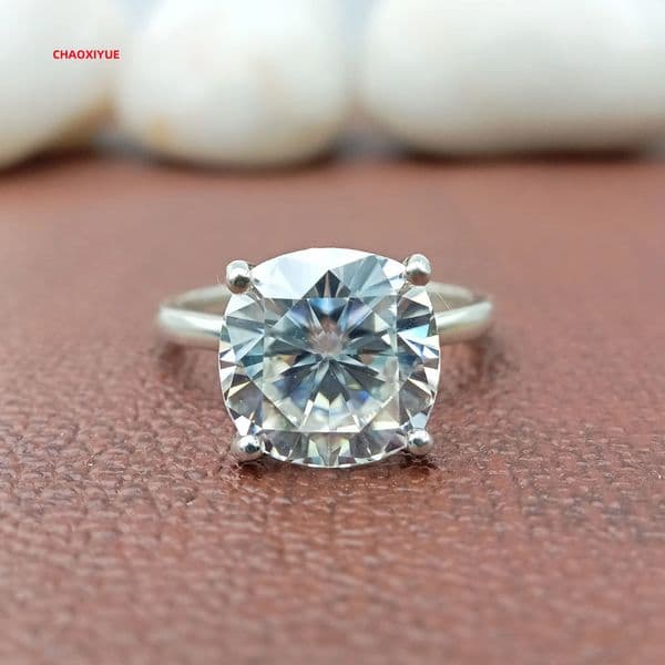 100 Satisfaction Guaranteed Fancy FINE JEWELRY Custom 10K Gold Engagement Cushion Solitaire VVS Moissanite Wedding Diamond Ring