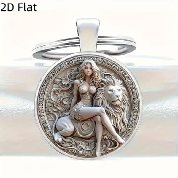 Cross-Border Hot-Selling White Free shipping Hair Princess And Lion Keychain