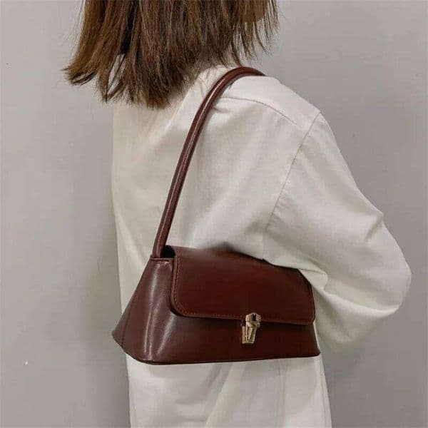Fashion Women's Shoulder Simple Solid Colour Handbag, Vintage Underarm Bag, Fashionable Retro Baguette Bag for Women