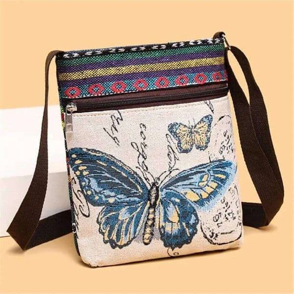 Canvas women's crossbody Chinese cute student outing, ethnic style, small bag, single shoulder bag