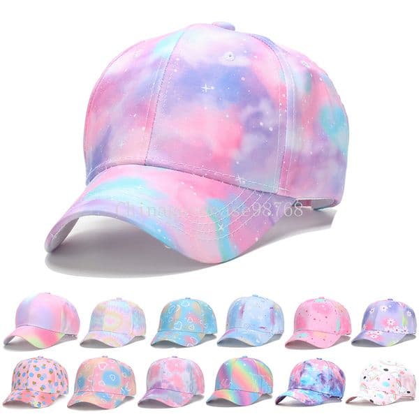 Summer Kids Baseball Cap Fashion Tie-dye Print Snapback Hat For Children Girls Outdoor Streetwear Adjustable Duck Tongue Cap
