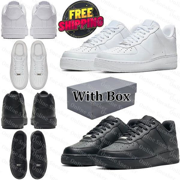 free shipping with box Designer airforc forces1 af1s one sneakers running shoes trainers for mens womens triple black white men women Sports runners size 36-47 top