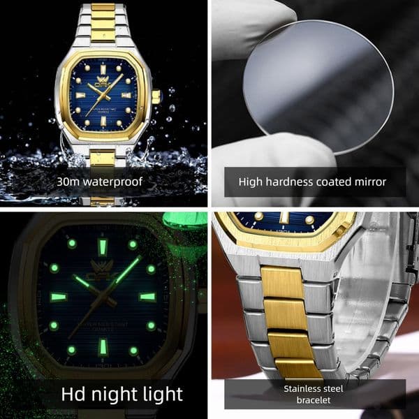 OPK new retro mechanical watch square high-end waterproof steel strip simple fashion quartz watch men's watch