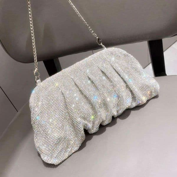 Shiny Rhinestones Handmade Evening Clutch Bags New Folds Purses and Handbags Luxury Designer Wedding Party High Quality