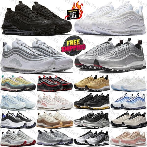free shipping box Designer 97 97s sneakers Running Shoes black Silver Bullet trainers for mens womens chaussure Outdoor men women Sports runners top