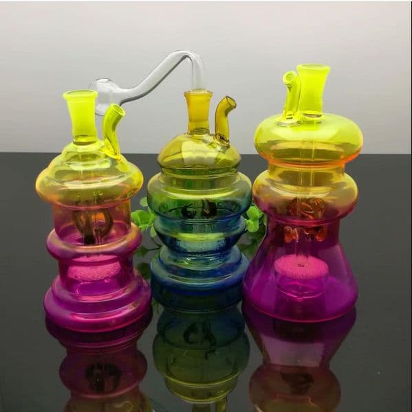 Super-silence of multi-color special-shaped glass cigarette kettles Wholesale Glass Water Pipes Tobacco Accessories Glass Ash Catcher