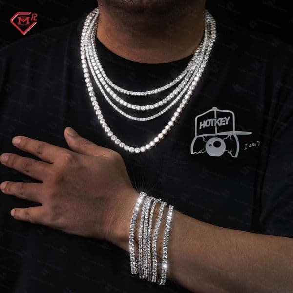 Grown Jewelry Necklace CVD IGI Certified 925 Silver Lab Diamond Chain Tennis Bracelet
