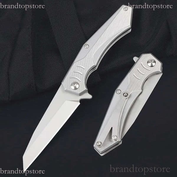 New 8822 Flipper Folding Knife 440C Titanium Coating Tanto folding knife Blade Stainless Steel Handle knife Ball Bearing Outdoor EDC Pocket Knives