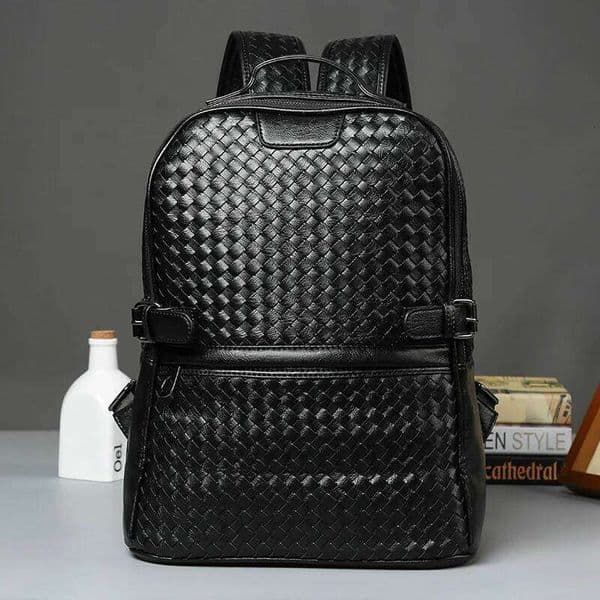Hot Selling Vintage Casual Leisure Weaving Soft Leather Sheepskin Laptop Women Men Backpack Male Travel Bags Luxury Bags PIERRELOUES
