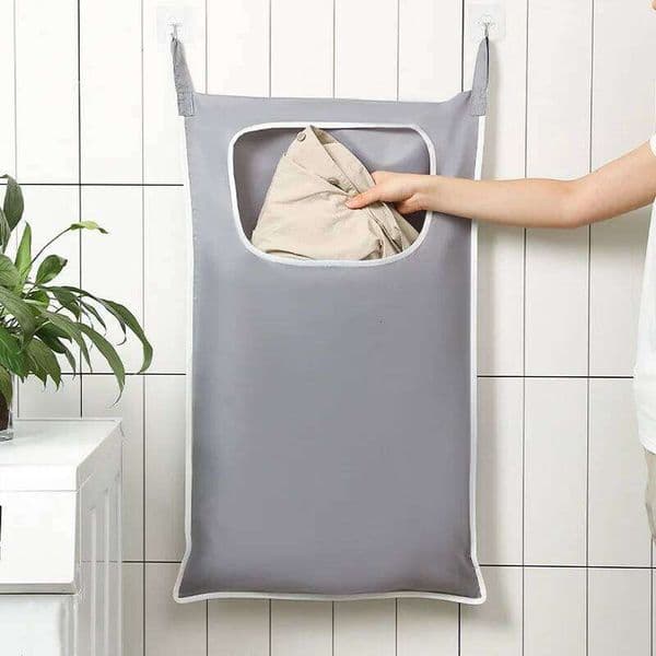 Over-the-Door Hanging Laundry Basket Wall-mounted Dirty Clothes Organizer for Bathroom Toy Storage 26Y0126