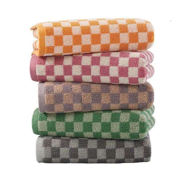 Plaid Towels Set Cotton Yarn-dyed Jacquard Face Absorbent Soft Bath for Home & Hotel Bathroom Towel 26Y0126