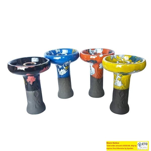 Wholesale Ceramic Hookah Head New Design High Quality Portable Glazed Clay Shisha Head Custom Cheap Russian Hookah Bowl LL