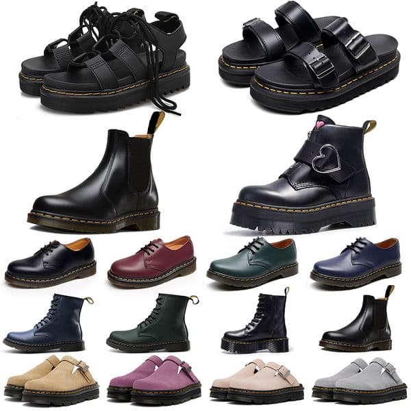 Free shipping designer dr martine platform boots men women fashionable lace-up zip leather ankle booties popular casual footwear