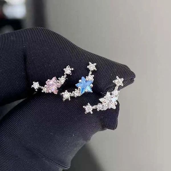 Fashion Metal Zircon Star Ear Bone Nail for Women Simple Shiny Crystal Personality Cochlear Nail Earrings Wedding Jewelry 260126BJ