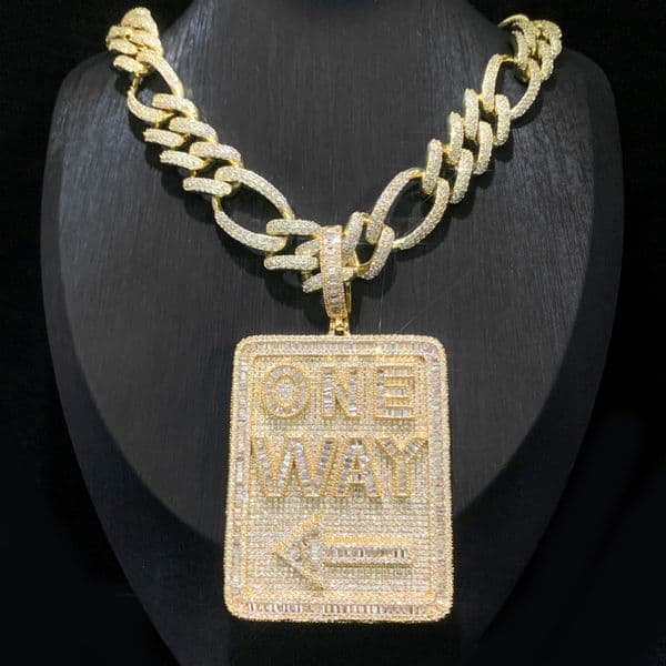 New Fashion Letter Square Pendant Necklace Hip Hop Letter Diamond Set Exaggerated Personality Cuban Necklace Mens Necklace