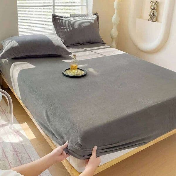 Warm Velvet Fitted Bed Sheet With 360 Elastic Band Mattress Protector Cover Coral Fleece Bedspreads for Single Double Bedsheet 26W0126