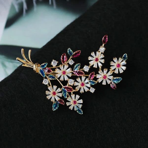 SUYU Copper Micro Inlaid Cubic Zirconia Colorful Flower Fashion Brooch Gift Clothing Accessories Brooch 260126BJ