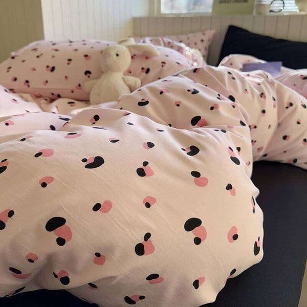 INS Korean Pink Girls Bedding Sets 2025 New Soft Flat Sheet Duvet Pillowcase Bed Linen Queen Full Size Quilt Cover Set Y260124