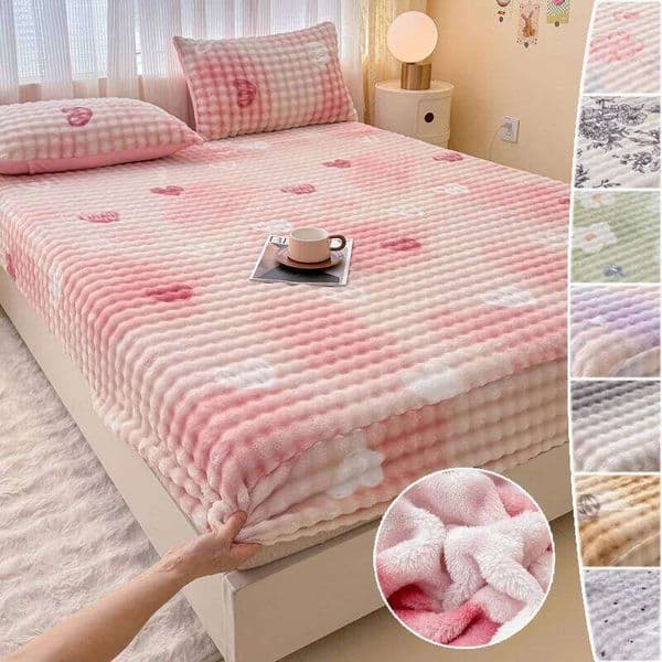 New Premium Flannel Fitted Sheet Elastic Winter Mattress Cover Thick Warm Velvet Bed Linens 150/180/200cm Home Thermal Bedding 26W0126