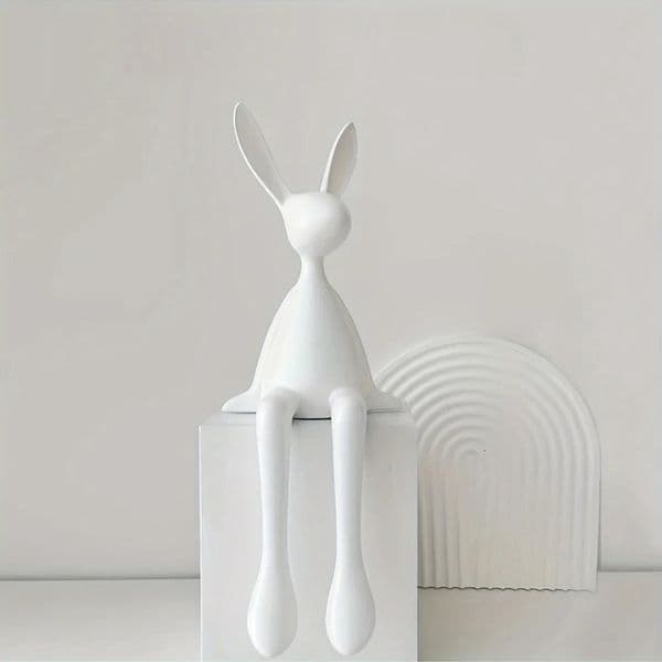 Sitting Bunny Figurines Cute Rabbit Desk Statue Modern Art Sculptures for Home Tabletop Living Room Decoration 260124