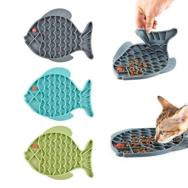 Silicone licking pad Fish shaped Pet Pad Bath Peanut Butter Slow Eating Licking Feeder Cat Lickmat Feeding Dog Lick Mat 26W01126