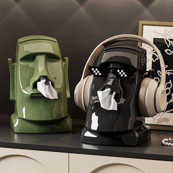 Household Tissue Box Creative Stone Figure Paper Towel Box Glasses Earphone Storage Rack Living Room Bedroom Table Decorative 260120