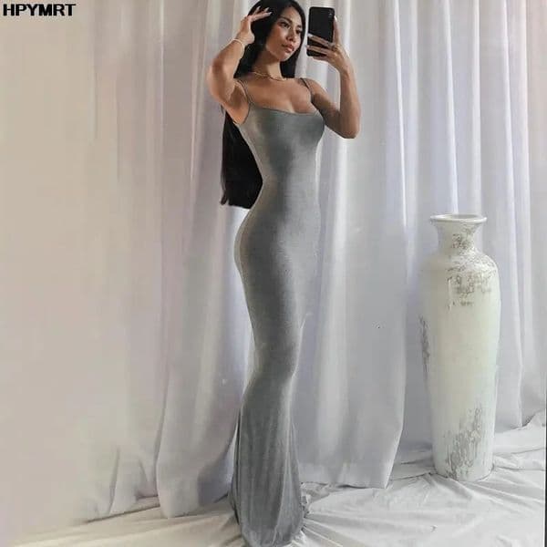 Satin Slip Sleeveless Backless Slim Sexy Maxi Dress Spring Women Party Y2K Concise Bodycon Elegant Dresses Female Clothing 260122BJ