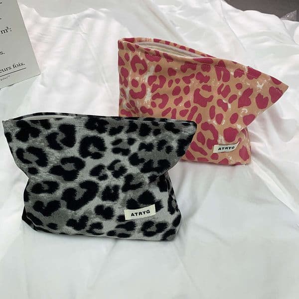 Cross Border Foreign Trade Leopard Print Korean Style Storage Skincare Toiletry Clutch Makeup Bag One Piece Minimum Order JINXIANGGUO