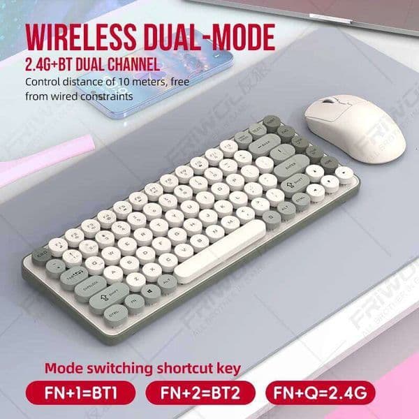 Friwol BT185 wireless keyboard and mouse set punk keycap laptop desktop office home silent mini 26L0127