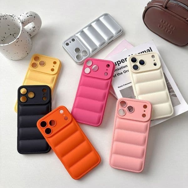 Premium Soft Material Protective Cover with Fashionable Puff Finish - Compatible w/ iPhone 17 Series, 16 Pro/Max