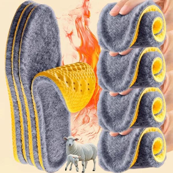 10pcs Cotton Grey Fur Shoe Pad Wool Fleece Thick Warm Sports Insoles for Running Shoes Extra Cushioning Insulation Winter Insole 260124