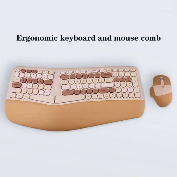 2.4G Wireless Ergonomic for Laptop Computer Split with Cushioned Wrist and Palm Arched Keyboard Design 26L0127