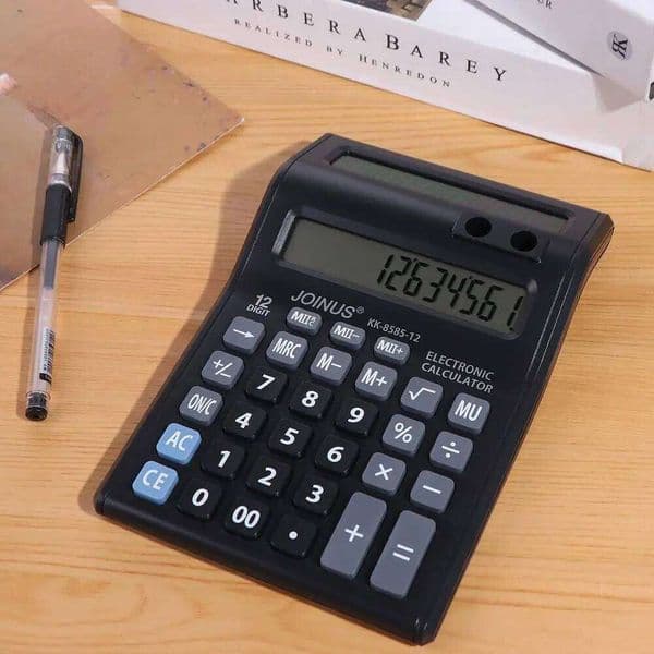 Dual 12 Digits Large Screen Display Battery Powered Finance Calculator Practical Stationery 26Y0127